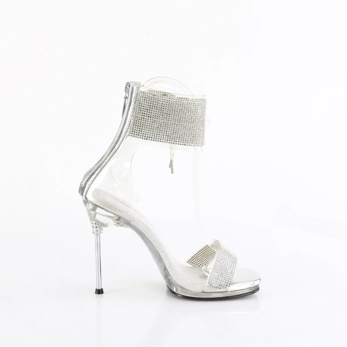 4 Inch Heel CHIC-47 Clear Silver Rhinestone