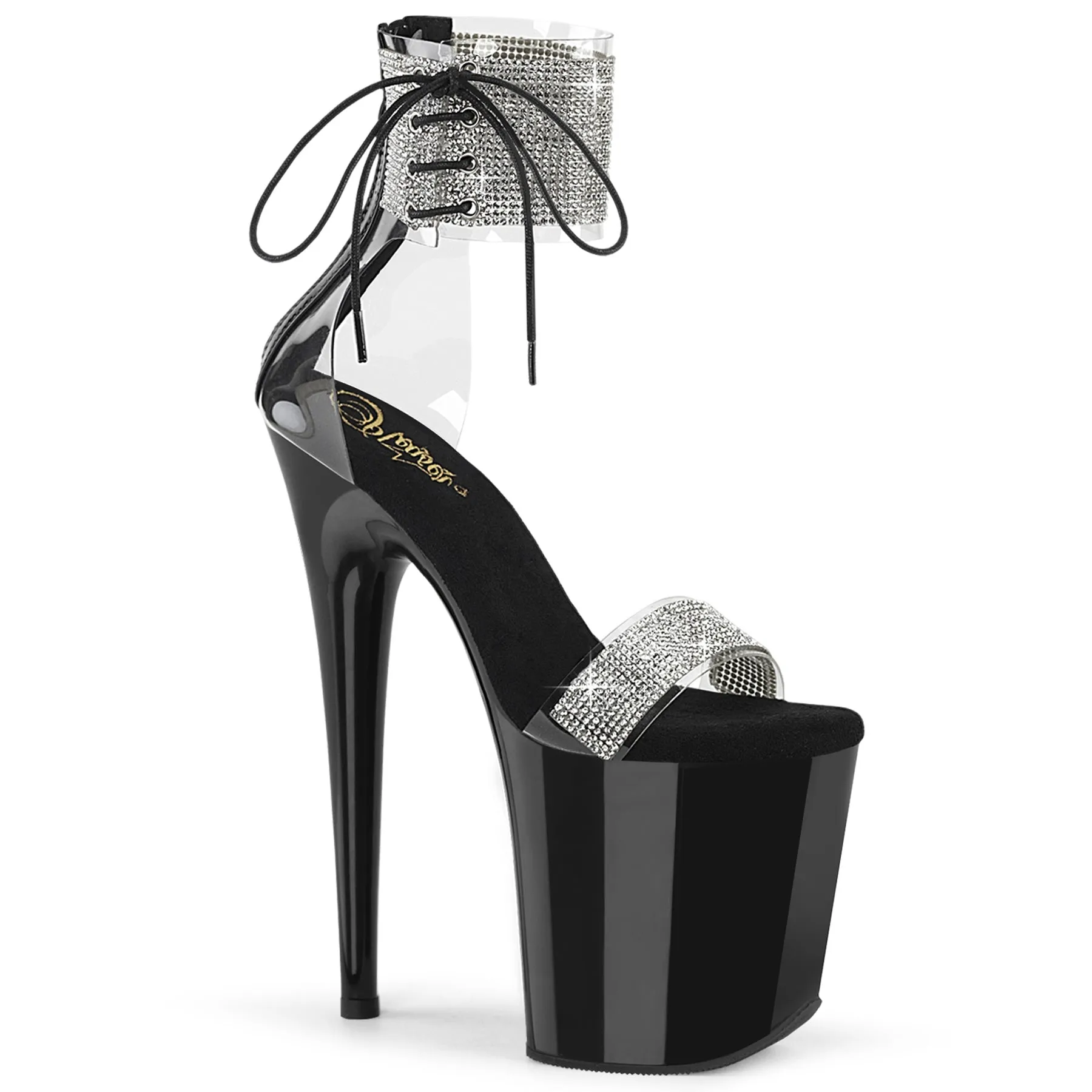 8 Inch Heel FLAMINGO-827RS Clear Black