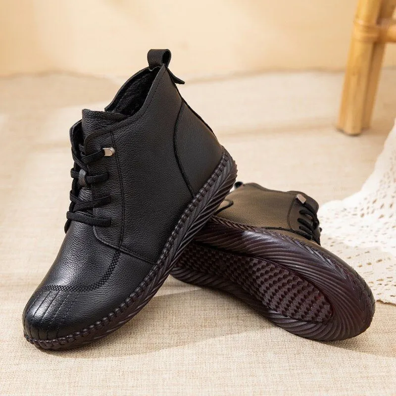 Women's Casual Shoes EJ910 - Waterproof Leather Fur Ankle Boots