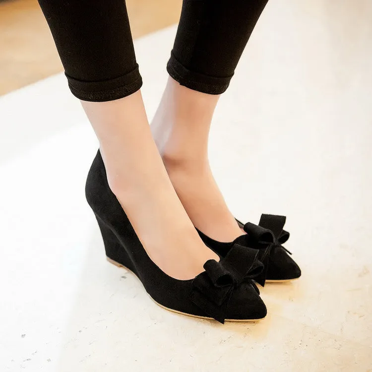 Women's Heels Bowtie Platform Wedges Shoes