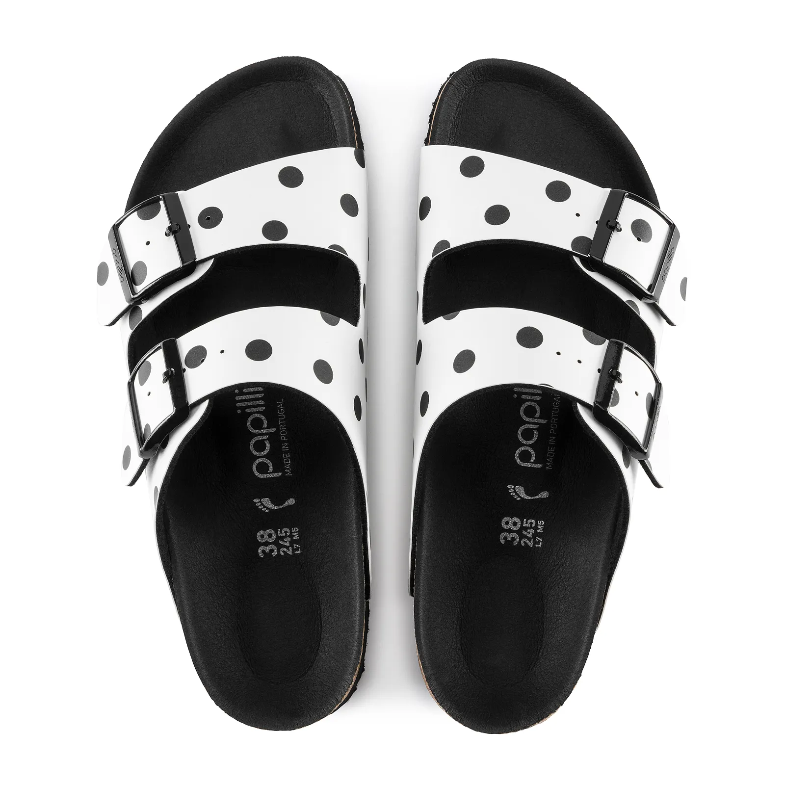 Birkenstock Arizona Sandal (Women) - White/Black Dots Birko-Flor