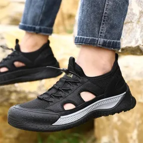 Black Hollow Out Safety Sneakers for Men - C3016 Casual Shoes