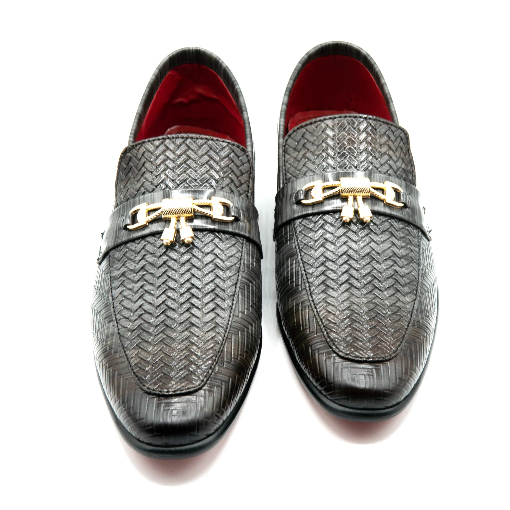 Men Grey Imported PU Leather Shoes