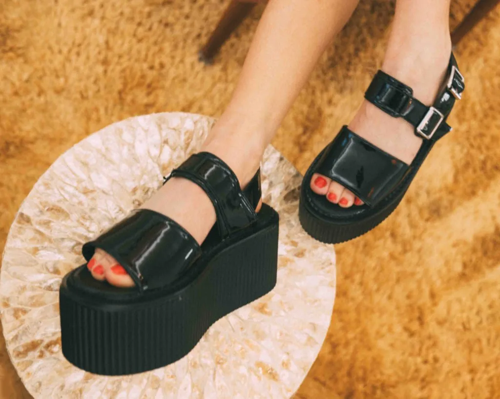 Black Patent Strato Sandal