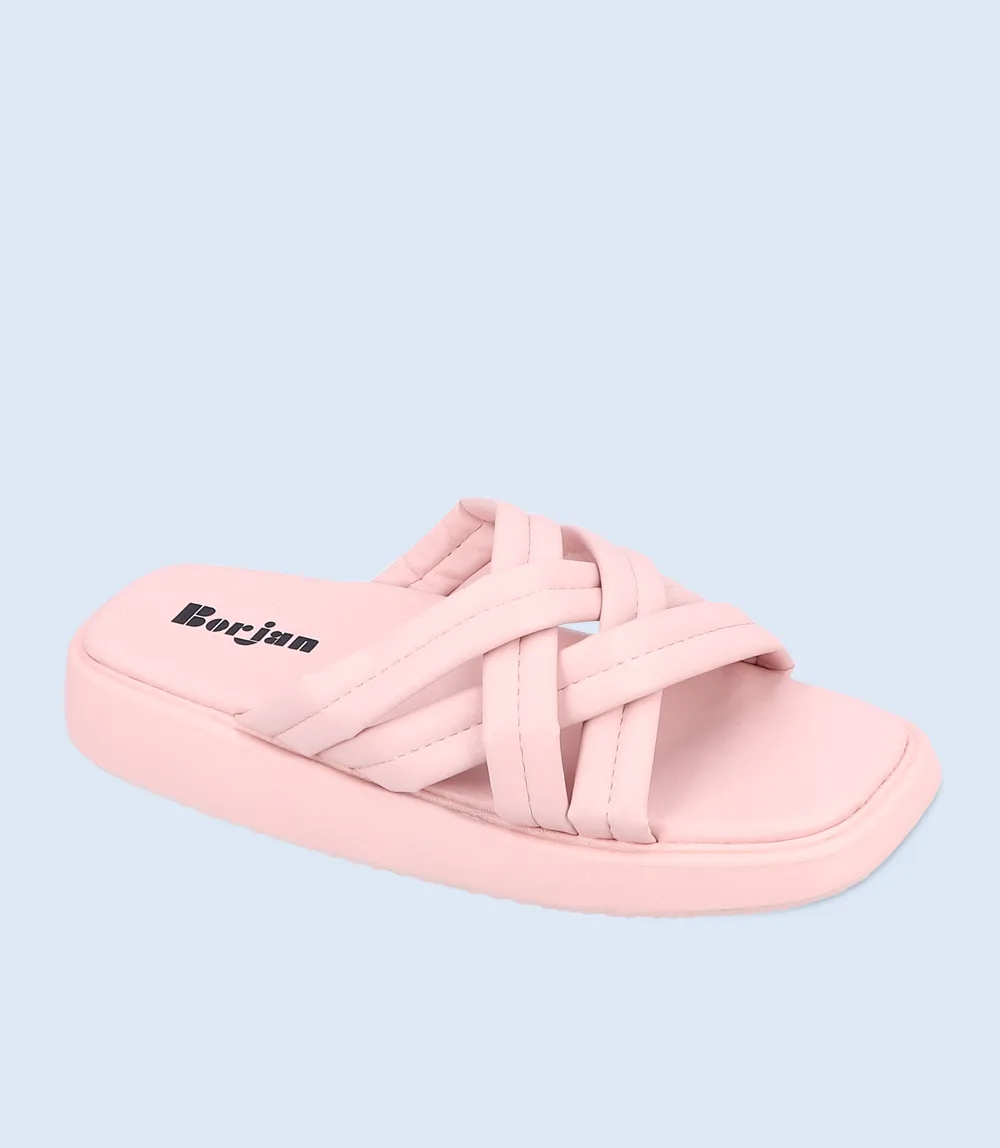 W9672-PINK-Women Platform Slippers