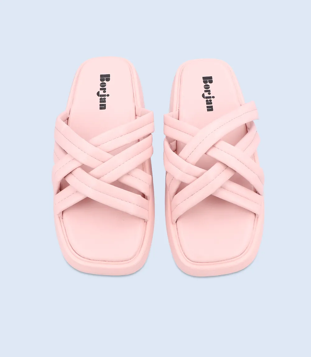 W9672-PINK-Women Platform Slippers