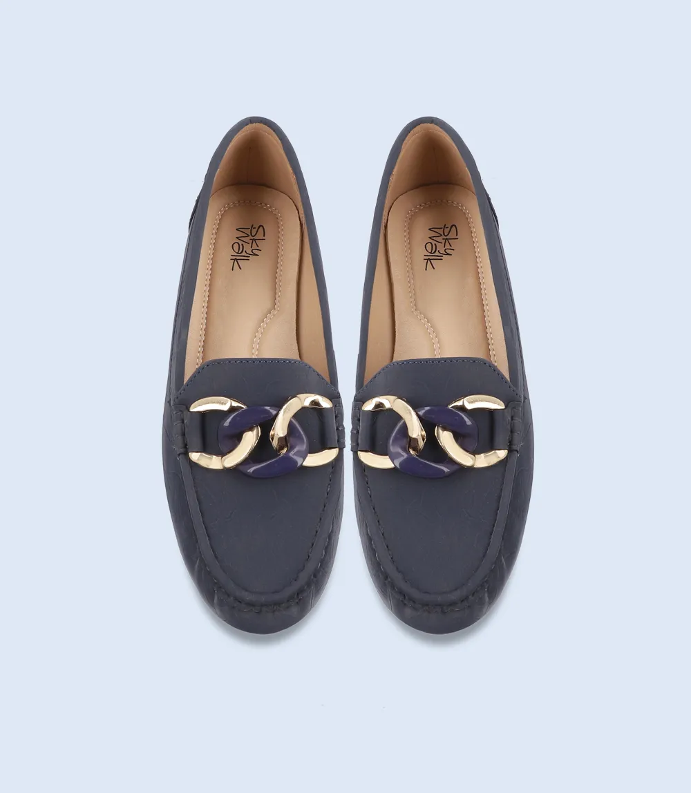 BW8466-NAVY-Women Casual Moccasins