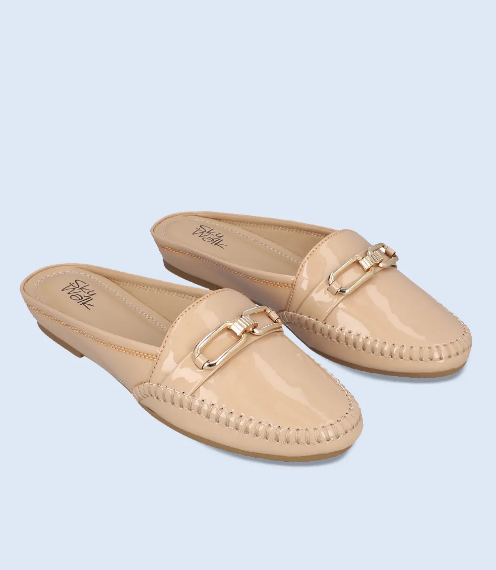 BW8291-BEIGE-Women Comfort Mules