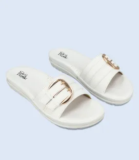 BW9255-White-Women Comfort Slipper