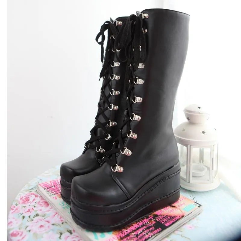 Chunky Platform Moto Boots