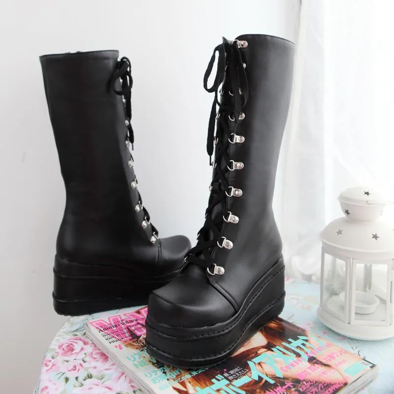 Chunky Platform Moto Boots