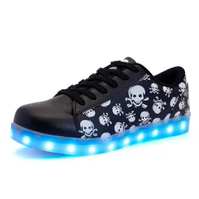 DoGeek Black Skull Light Up Shoes Unisex Boys and Gilrs and Adults (Choose Half Size Up)