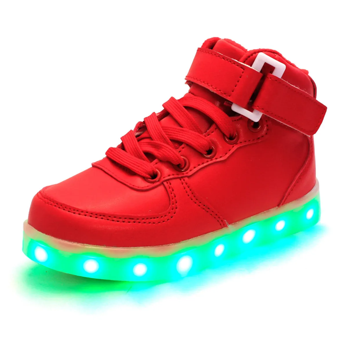 DoGeek Unisex Men/Women High Top LED Light up Shoes, Red, (Size 35 EU-46 EU, Choose Half Size Up)