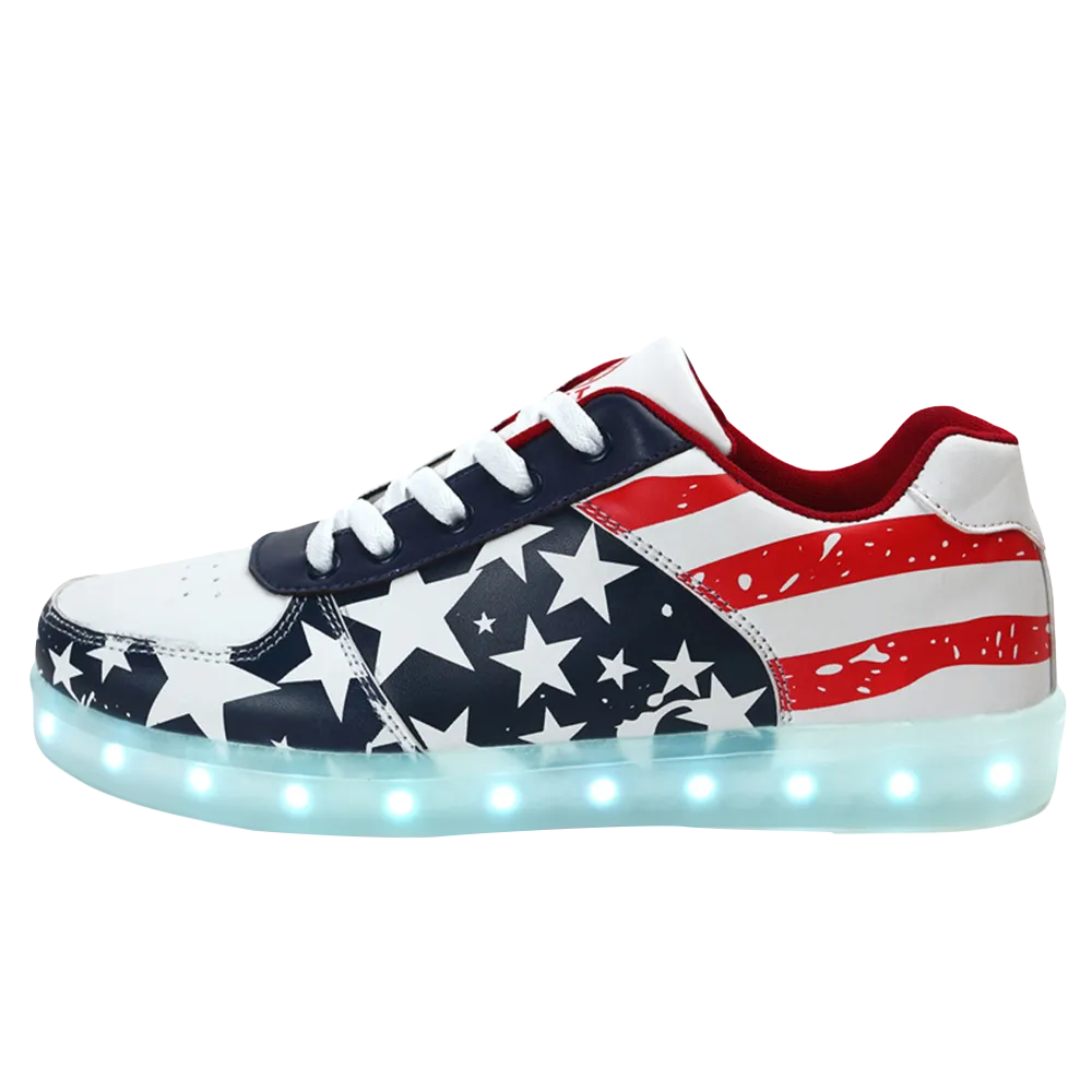 DoGeek US Flag LED Light Up Shoes Unisex Boys and Gilrs and Adults, 35 EU-46 EU (Choose Half Size Up)