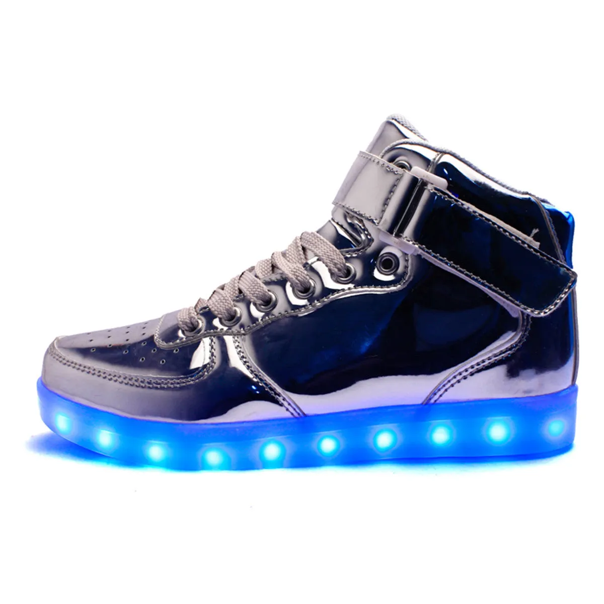 DoGeek Men/Women Light up Shoes, 7 Colors Lights High Tops, Metalic Gold (Choose Half Size Up)