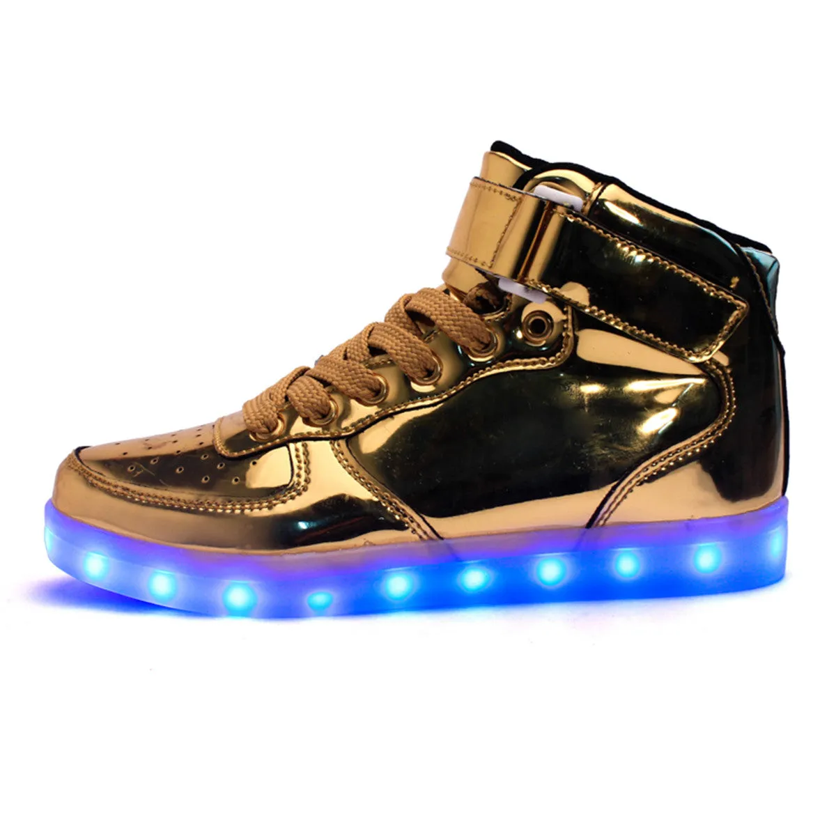 DoGeek Men/Women Light up Shoes, 7 Colors Lights High Tops, Metalic Gold (Choose Half Size Up)