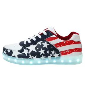 DoGeek US Flag LED Light Up Shoes Unisex Boys and Gilrs and Adults, 35 EU-46 EU (Choose Half Size Up)