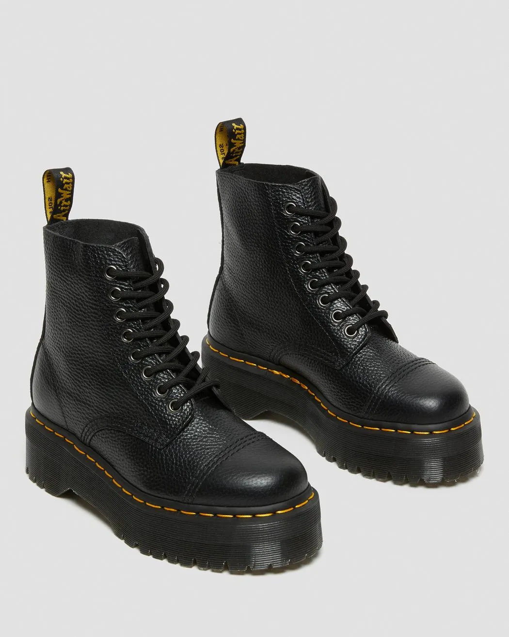 Dr. Martens Women's SINCLAIR MILLED NAPPA LEATHER PLATFORM BOOTS (Black)