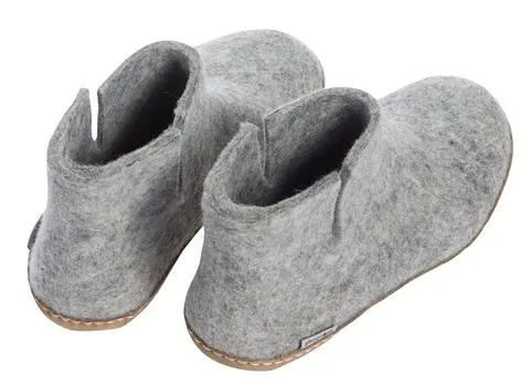 Glerups - Slipper Boot Leather Sole Grey