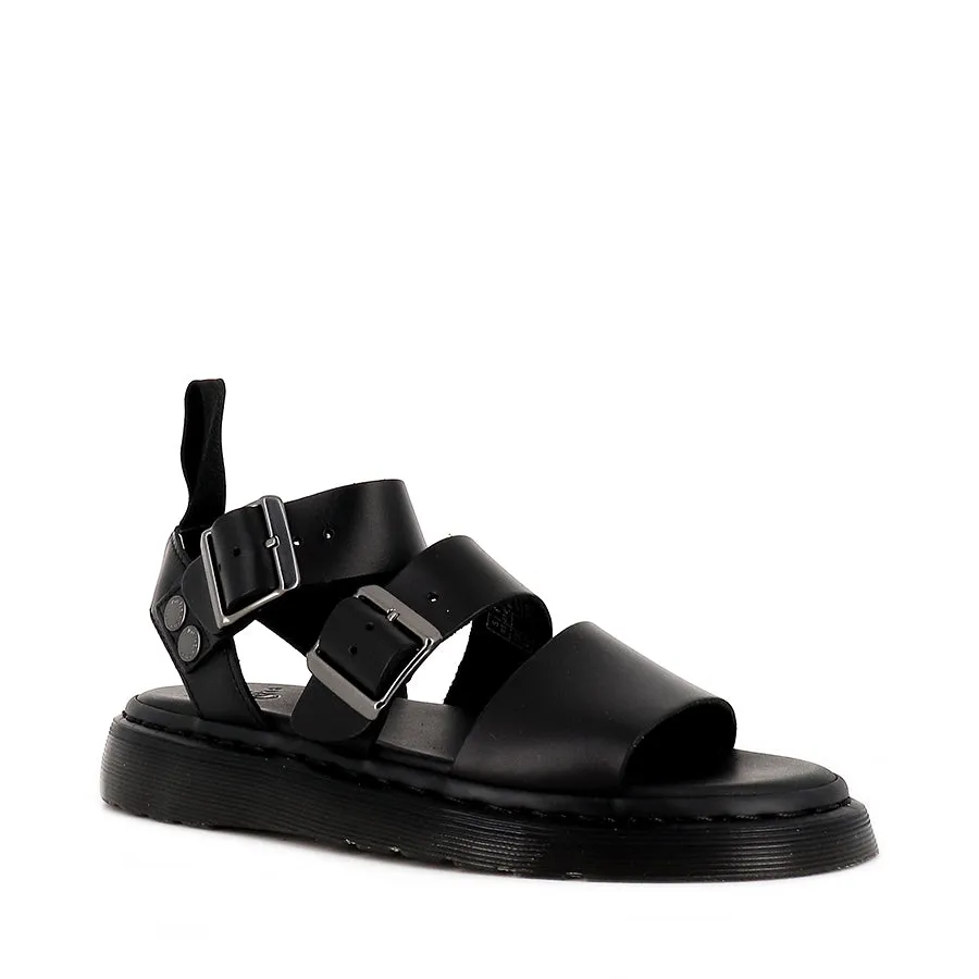 GRYPHON STRAP SANDAL  - BLACK LEATHER