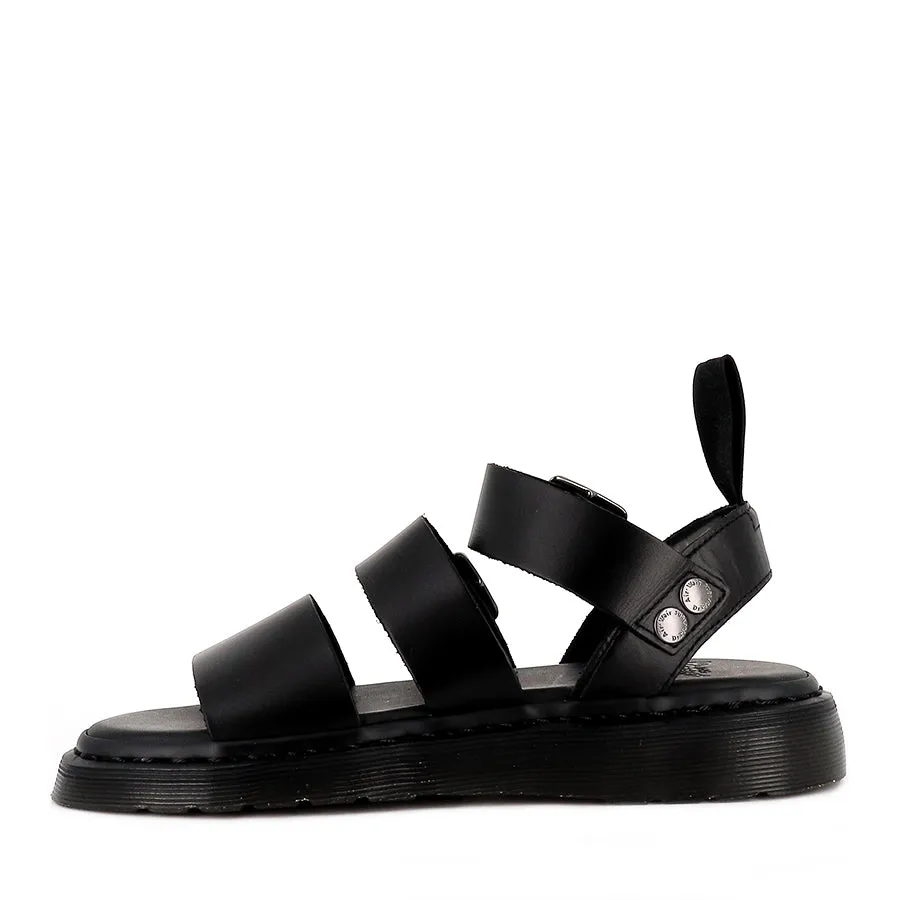 GRYPHON STRAP SANDAL  - BLACK LEATHER