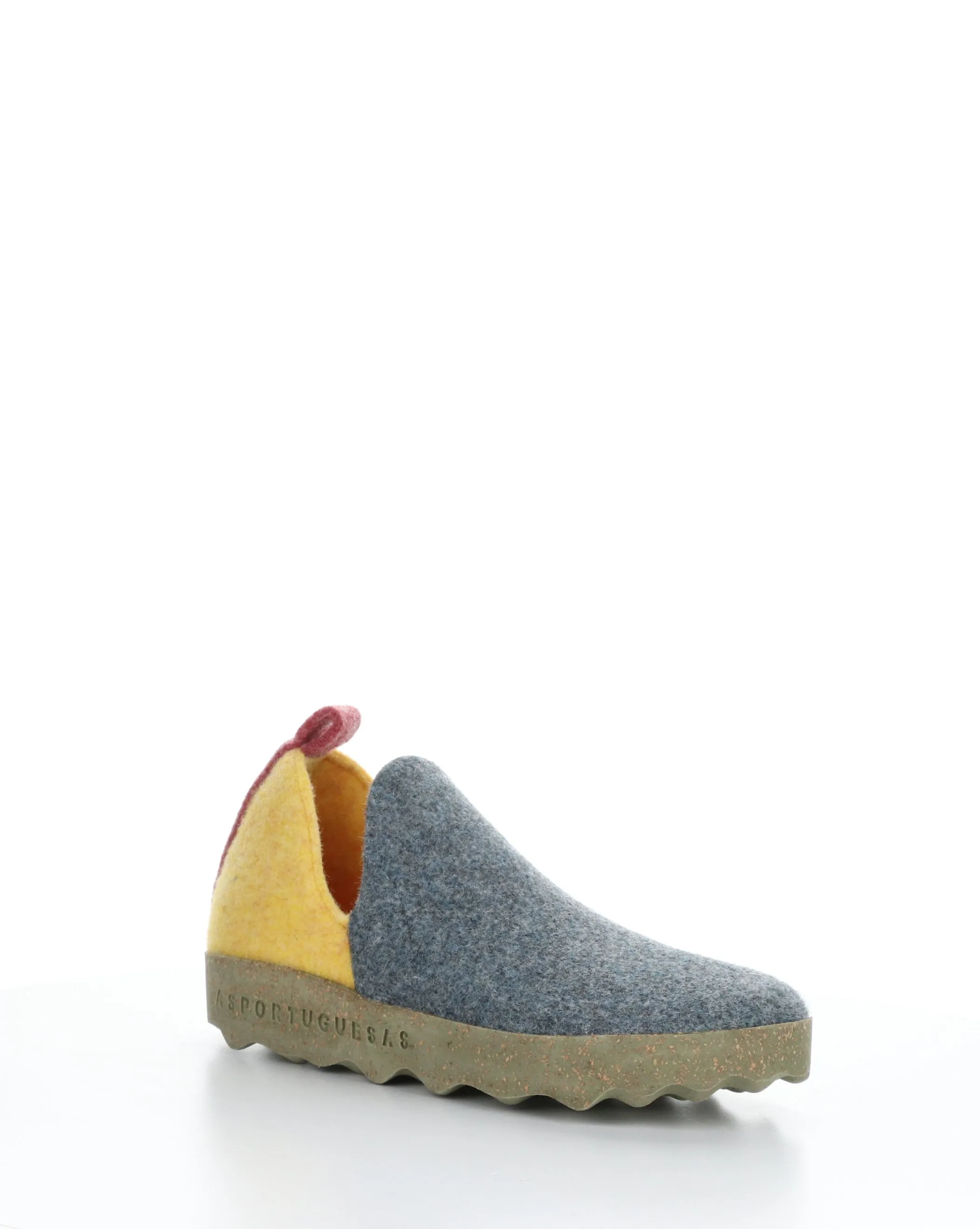 CITY086ASP 019 GREY BLUE/YELLOW Round Toe Shoes