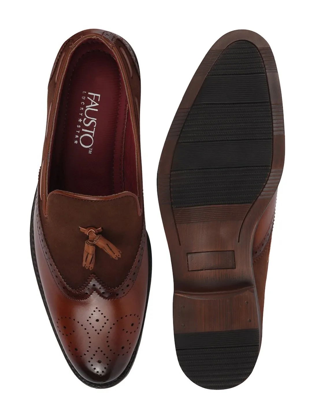 Men Party Brown Tassel Brogue Loafers