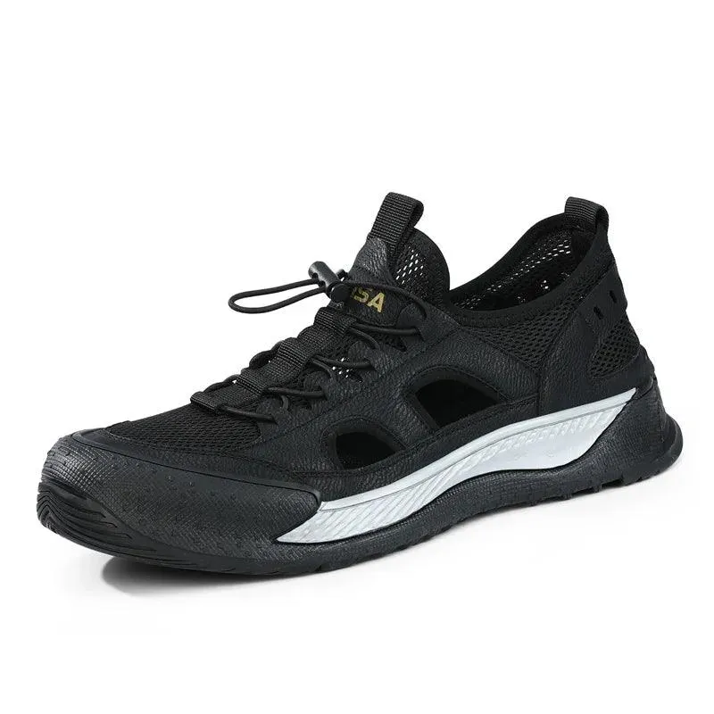 Black Hollow Out Safety Sneakers for Men - C3016 Casual Shoes