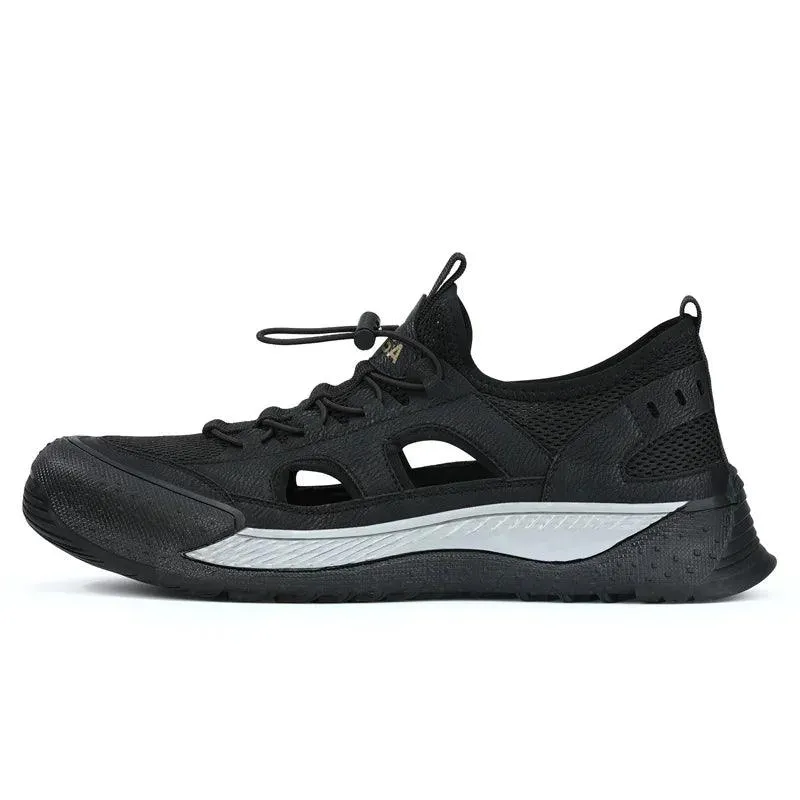 Black Hollow Out Safety Sneakers for Men - C3016 Casual Shoes