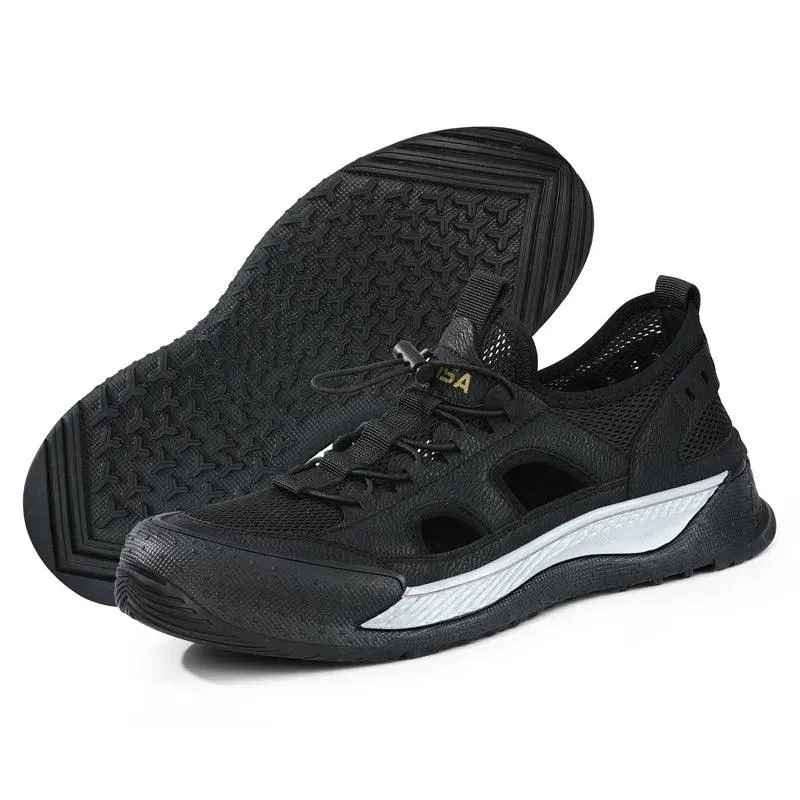 Black Hollow Out Safety Sneakers for Men - C3016 Casual Shoes