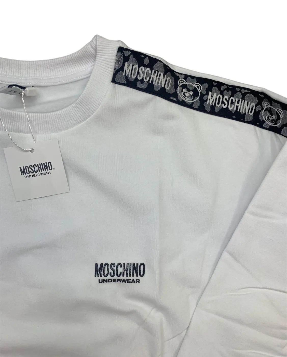 Moschino Felpa Uomo Bianco Maculato Nero