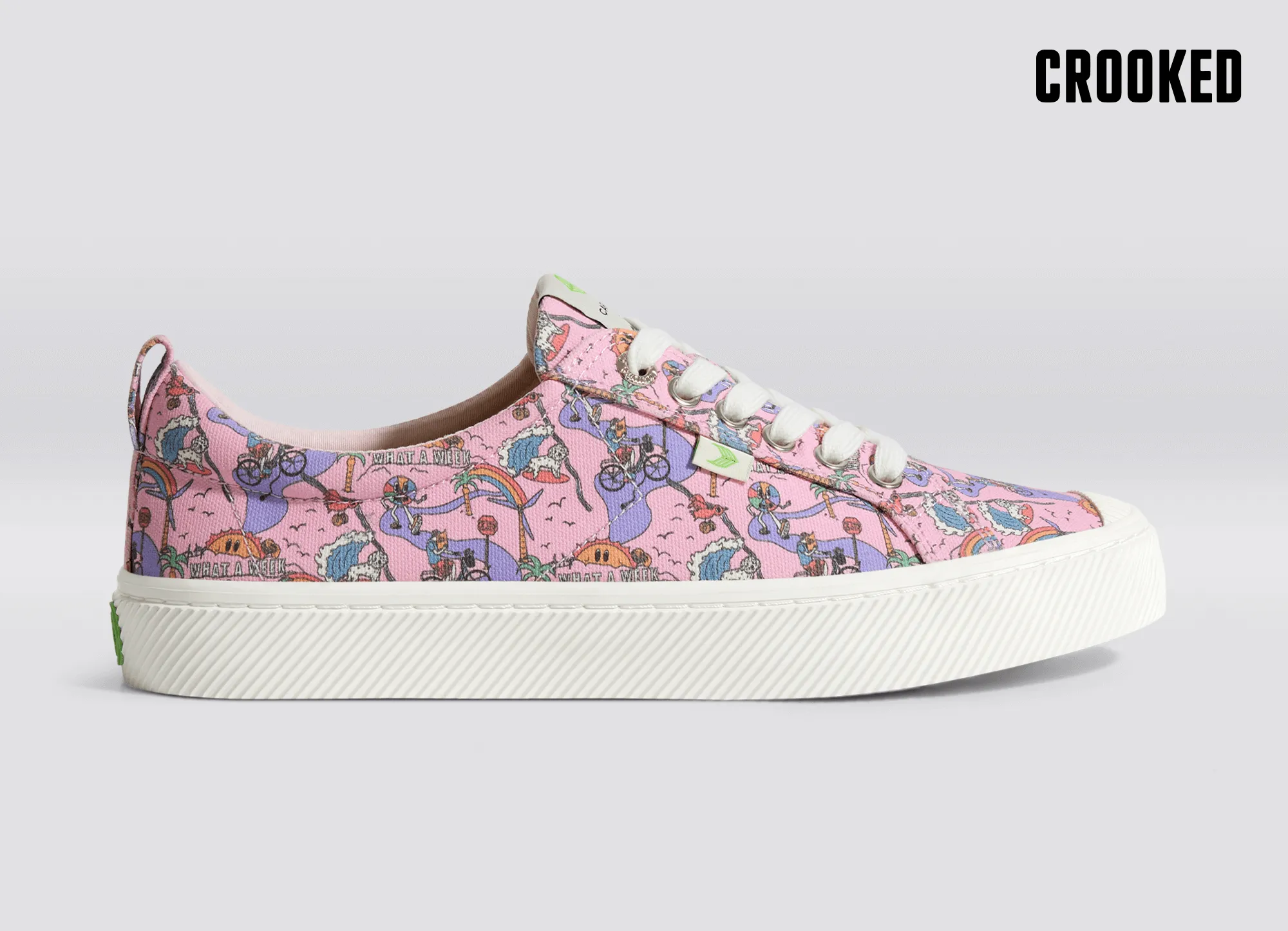 Crooked OCA Low Rose Graphic Print Canvas Sneaker Men