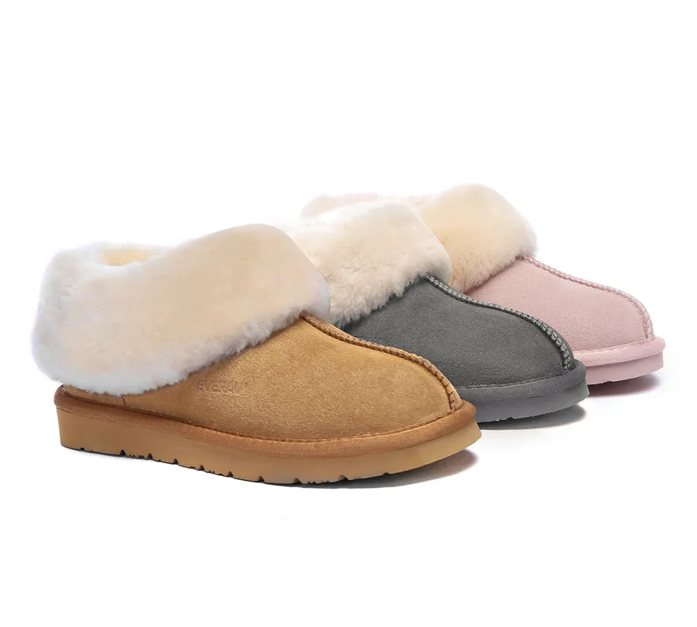 EVERAU UGG Sheepskin Wool Suede Ankle Slippers Homey