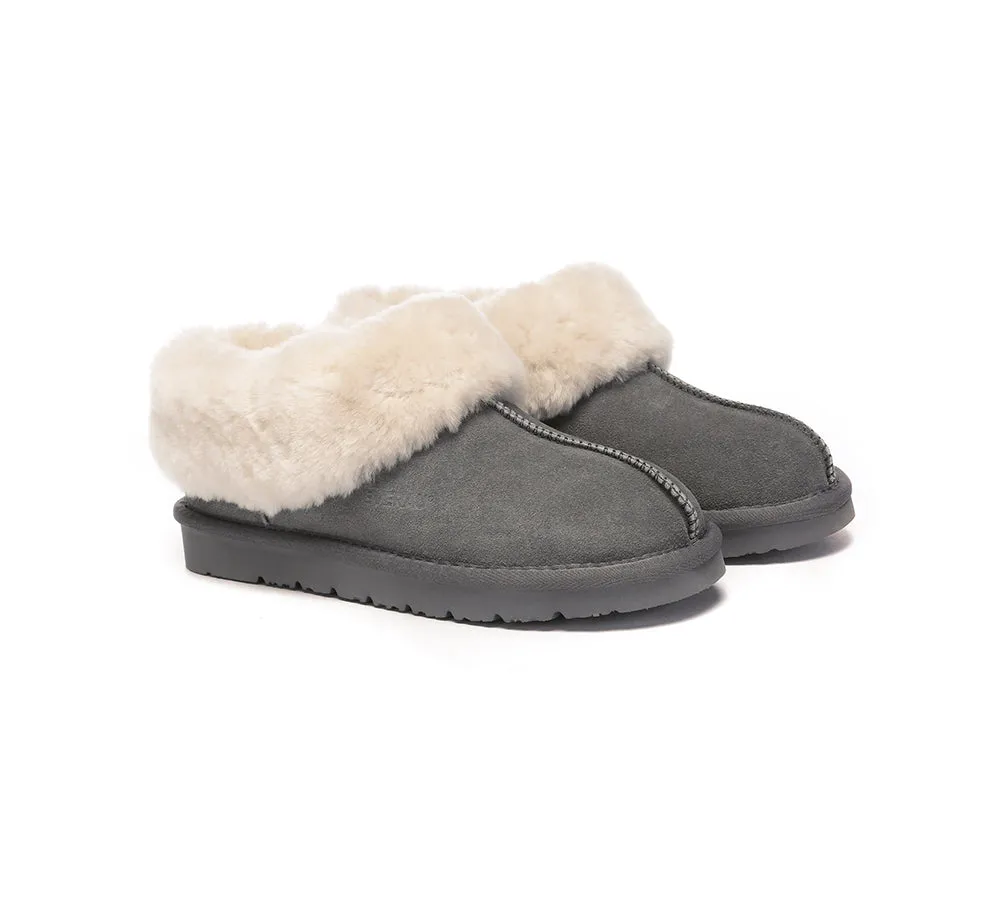 EVERAU UGG Sheepskin Wool Suede Ankle Slippers Homey