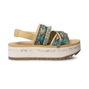 Teva Flatform Ceres Double Diamond Teal Blue Sandals - Women's