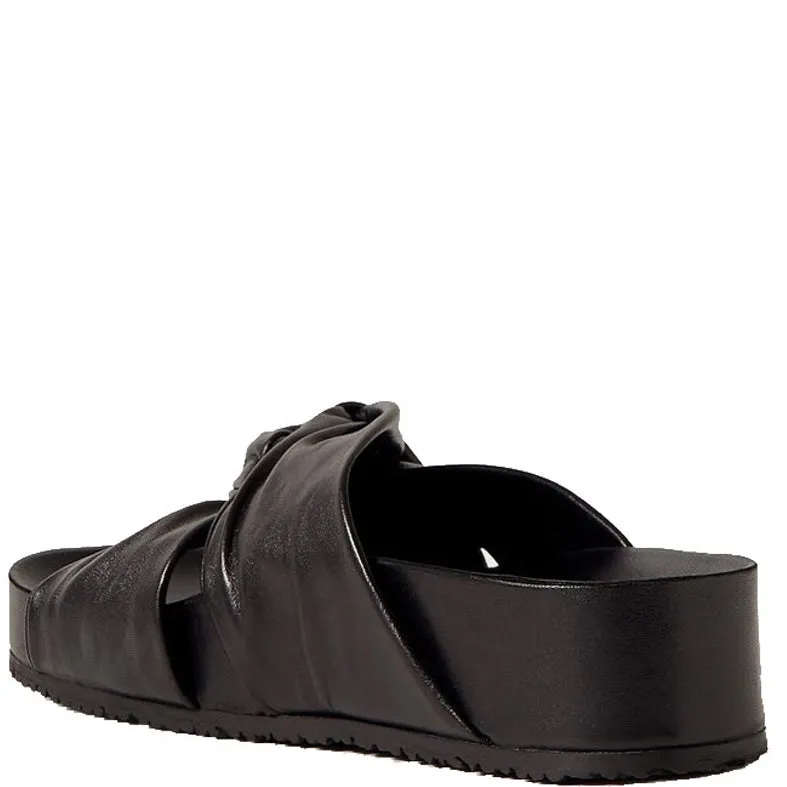 Twisted Flatform Sandal, Black