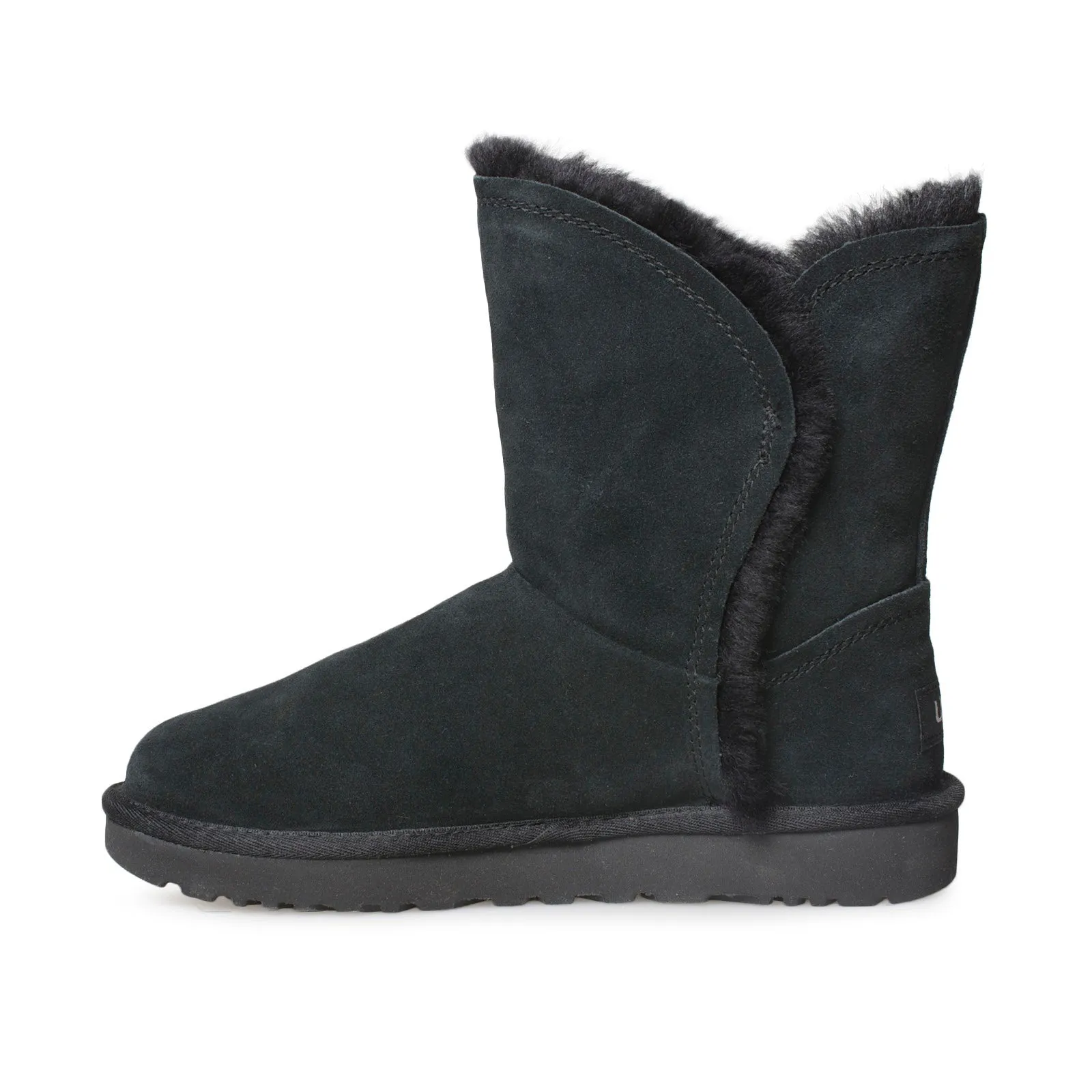 UGG Classic Short Fluff High Low Black Boots - Women's