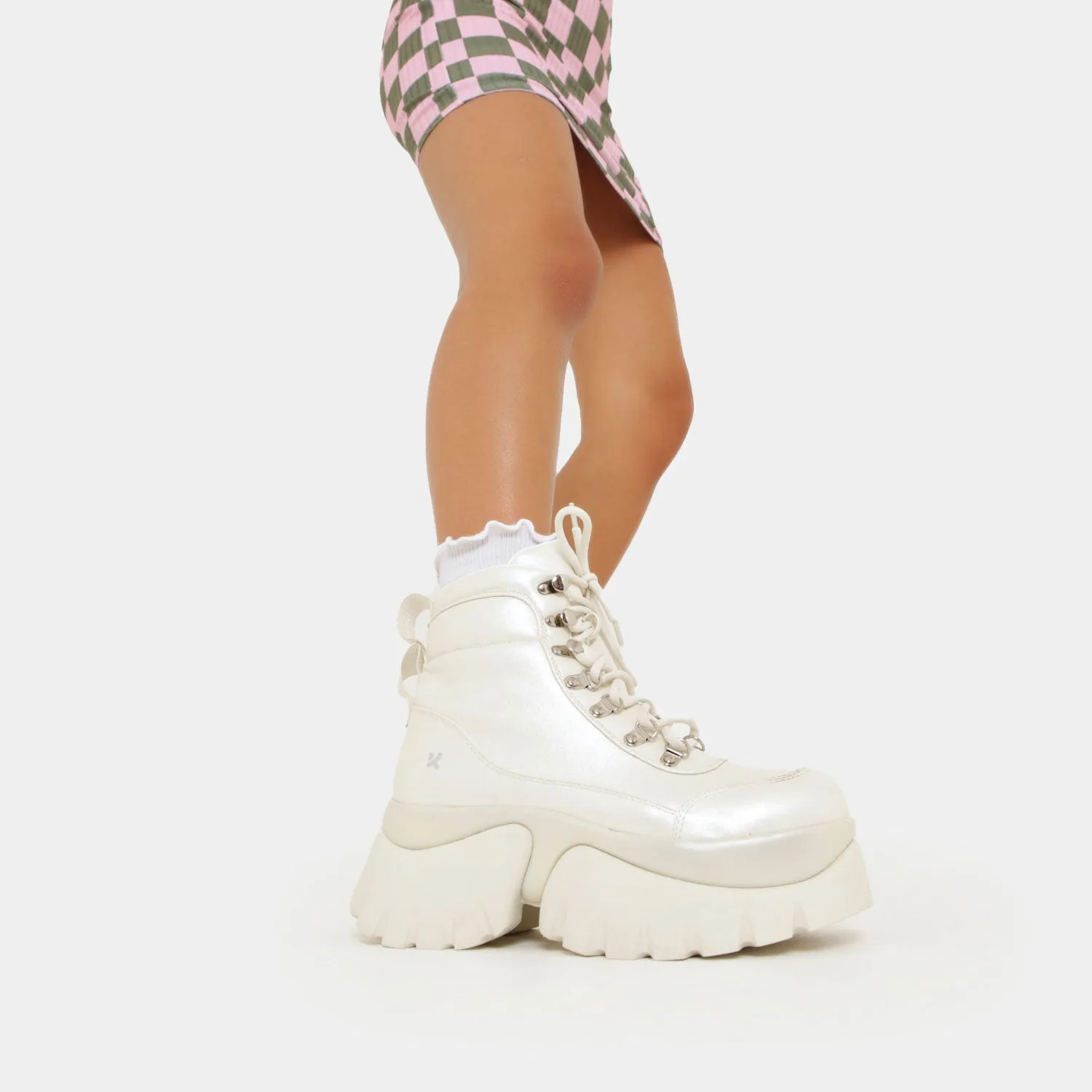 Gooey White Platform Boots